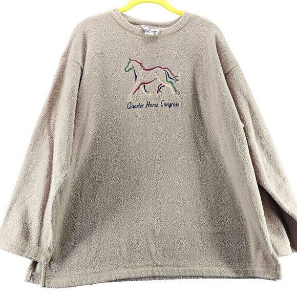 Time Square Sports Wear Womens Top Size Large Cotton Blend Horse On Front - Picture 1 of 11